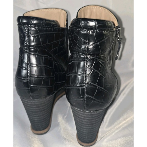 Naturalizer SOUL Women's Haley Croc Black Wedge Boots Sz 7.5W - Picture 5 of 7